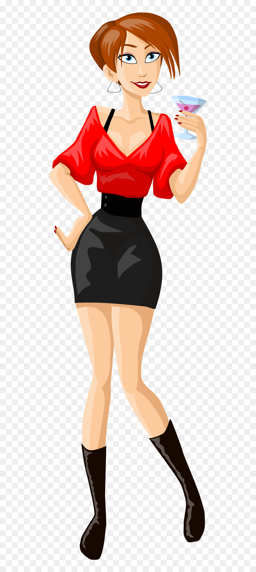 Cartoon Girl Png Hd, Transparent Png - drinking png