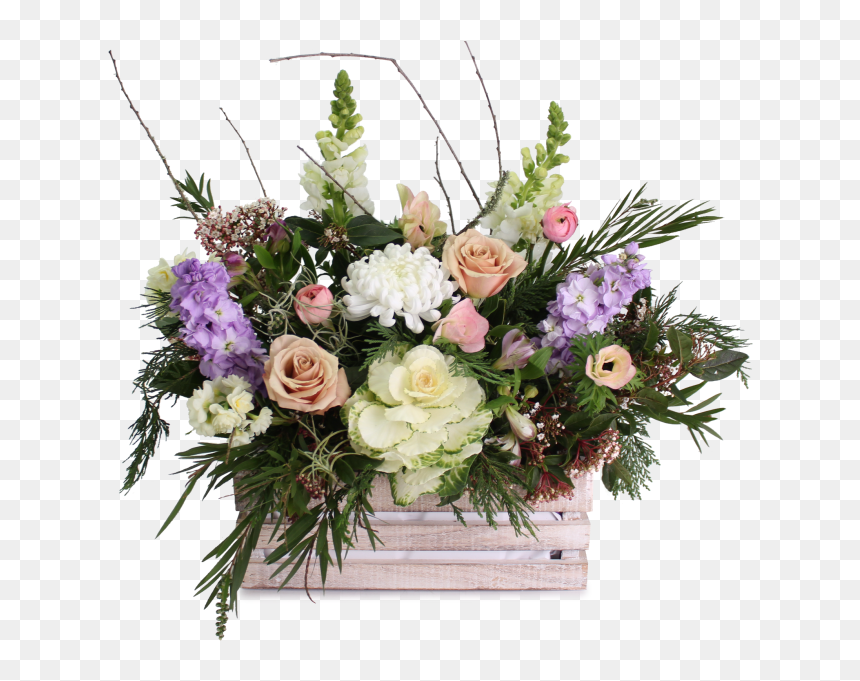 Vintage Pastel Crate - Bouquet, HD Png Download - pastel flowers png