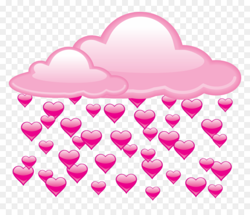 Pink Pinktheme Pinkaesthetic Aesthetic Love Cute Cloud - Raining Hearts Clipart, HD Png Download - lluvia png