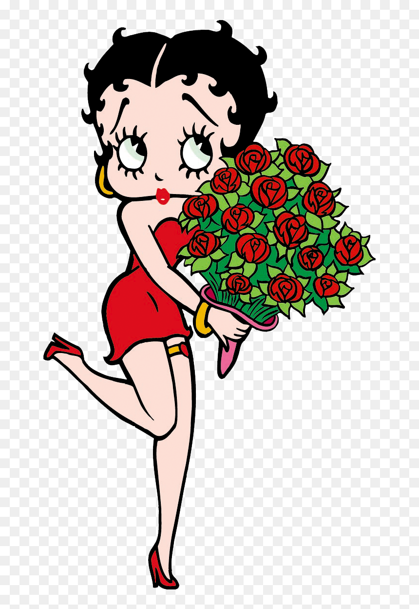 Betty Boop Holding Flowers, HD Png Download - imagem png