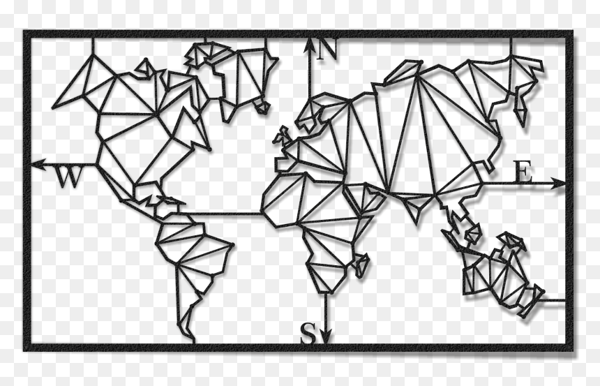 Orientation World Map - World Map Metal Wall Art Usa, HD Png Download - wall art png