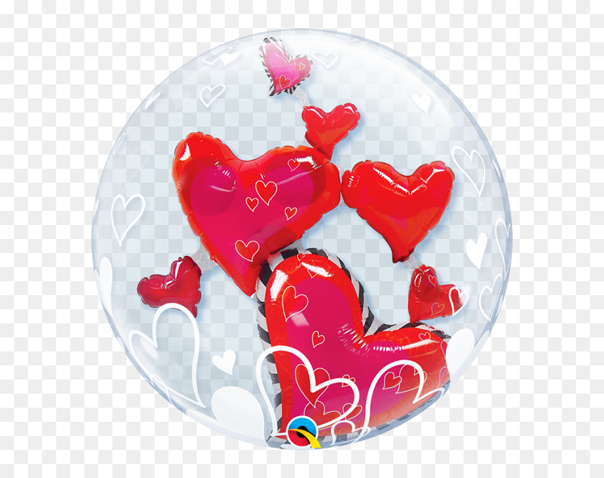 Double Bubble Balloon - Qualatex Valentine Balloons Bouquet, HD Png Download - floating hearts png
