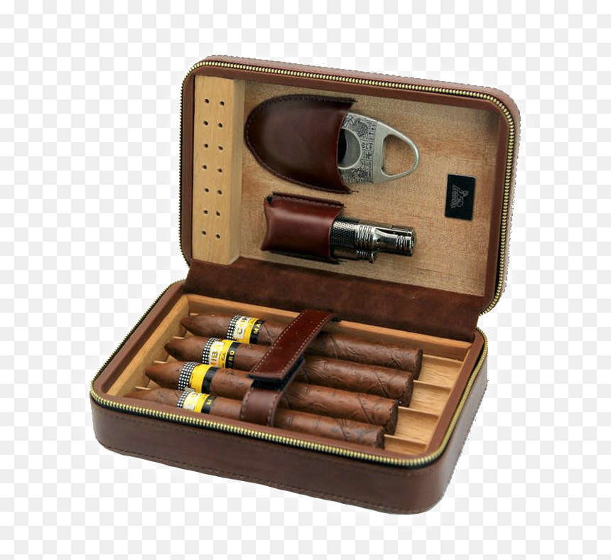 New Lubinski Portable Cigar Box Leather Cigar Case2222131white - Mascara, HD Png Download - lit cigar png
