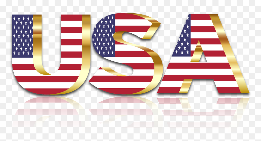 Usa Flag Typography Gold With Reflection No Background - Usa Ryder Cup Flag, HD Png Download - reflection png