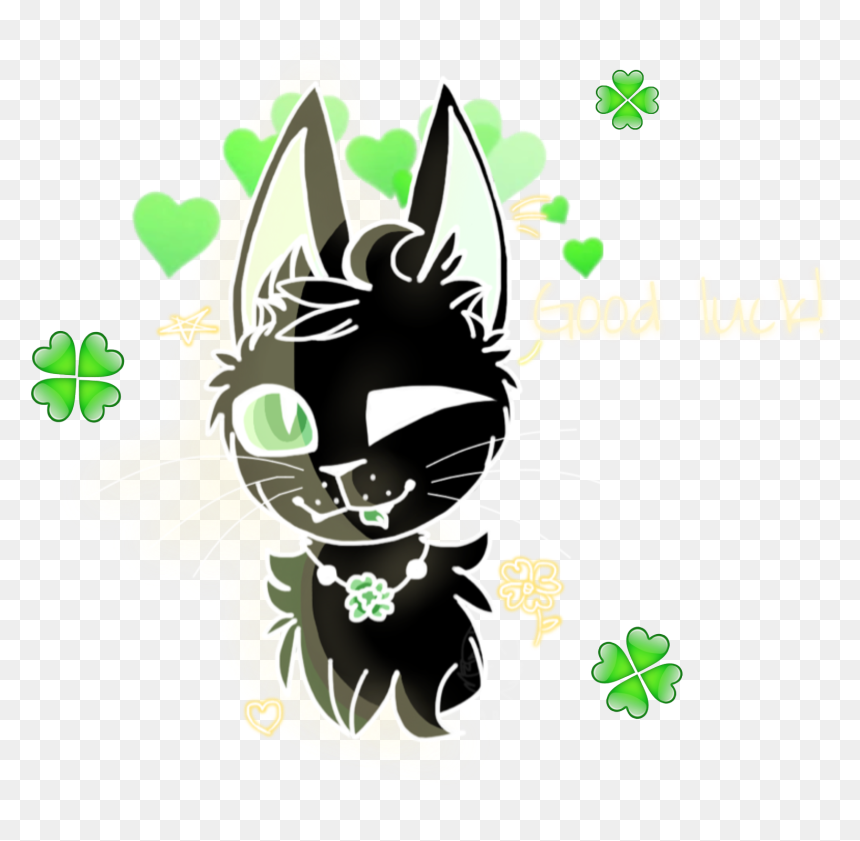 Scgoodluck Goodluck Cat Blackcat Clover Lucky Charm - Cartoon, HD Png Download - lucky charms png