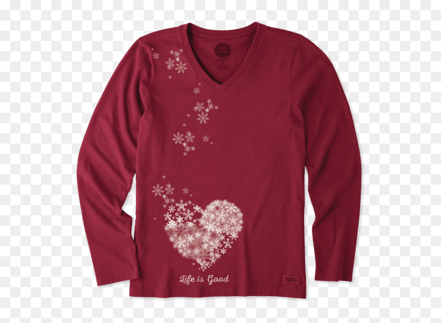 Women"s Floating Hearts Long Sleeve Crusher Vee - Womens Thanksgiving Shirts Funny, HD Png Download - floating hearts png