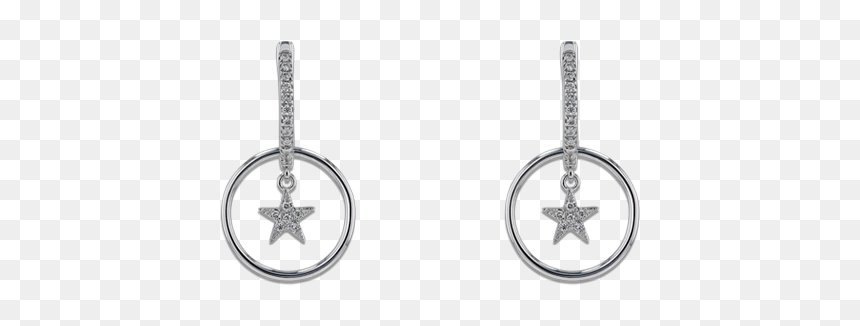 Star In Circle Diamond Earring - Earrings, HD Png Download - diamond earring png