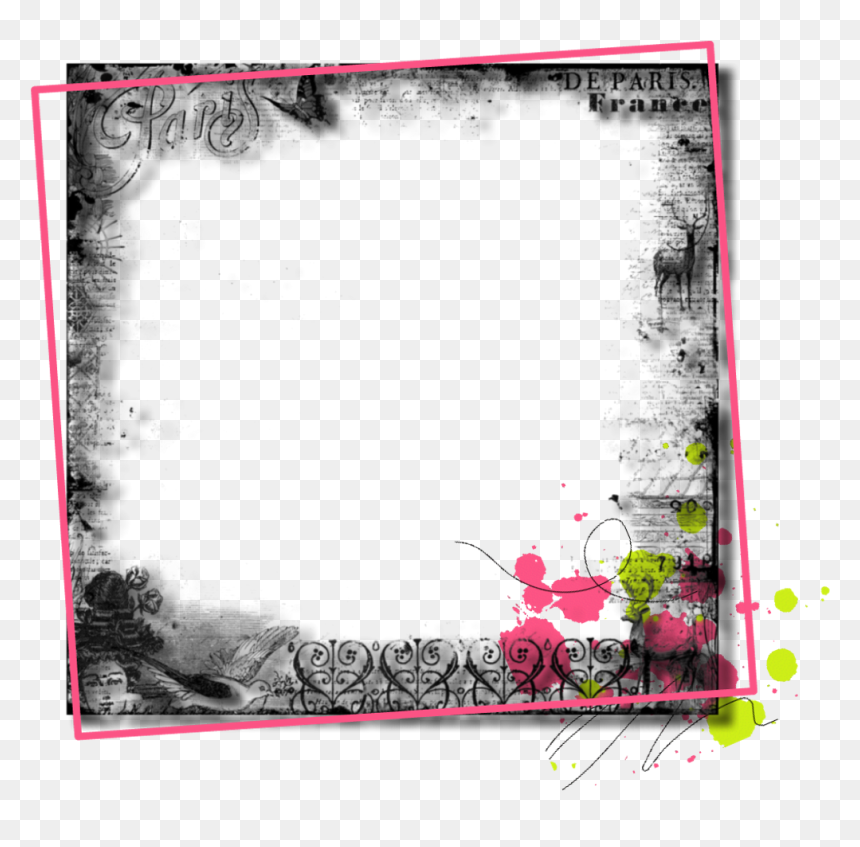 #frame #border #tag #label #grey #gray #floral #flowers - Picture Frame, HD Png Download - label frame png