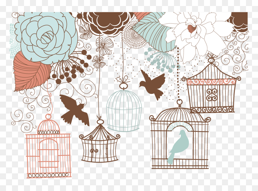 And Birdcage Wedding Illustration Retro Invitation - Wedding Dove Cage Png, Transparent Png - bird cage png