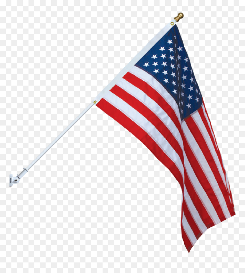 American Flag & Spinning Pole Set-white Pole/gold Ball - Flag, HD Png Download - american flag pole png