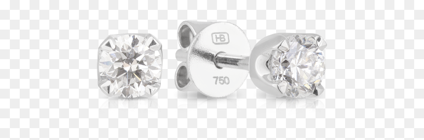18ct White Gold Round Brilliant Cut Diamond Earring - Platinum, HD Png Download - diamond earring png