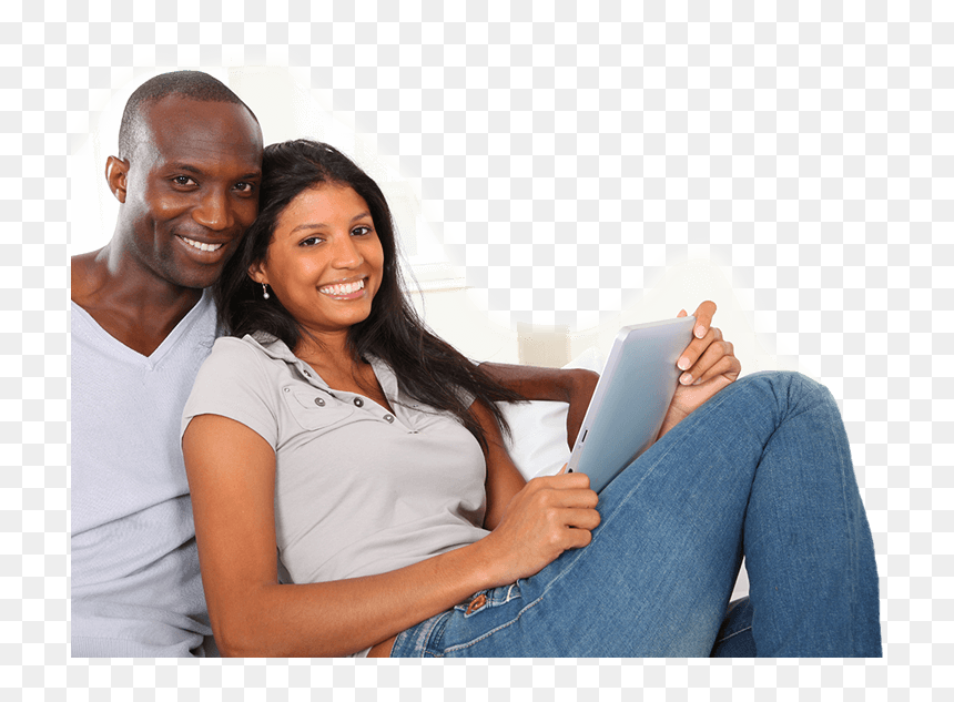 A Young African-american Couple Enjoys Life Glasses - Sitting, HD Png Download - african american png
