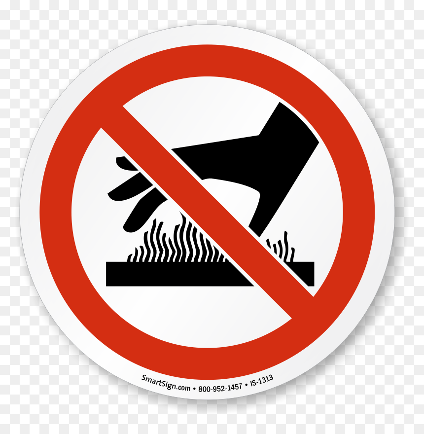 Hot Surface Underneath Iso Prohibited Action Symbol - Don T Touch Hot Surface, HD Png Download - prohibited sign png