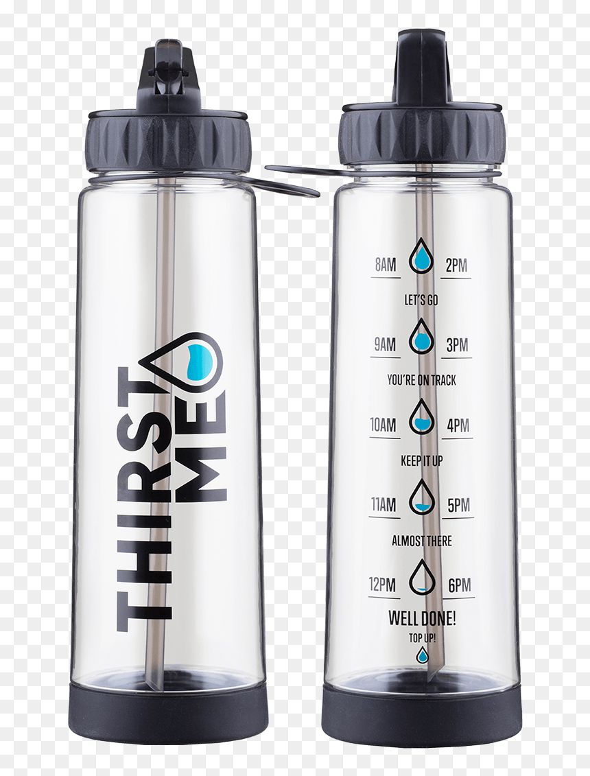 Black Thirstme Water Tracker Bottle - Water Bottle, HD Png Download - waterbottle png