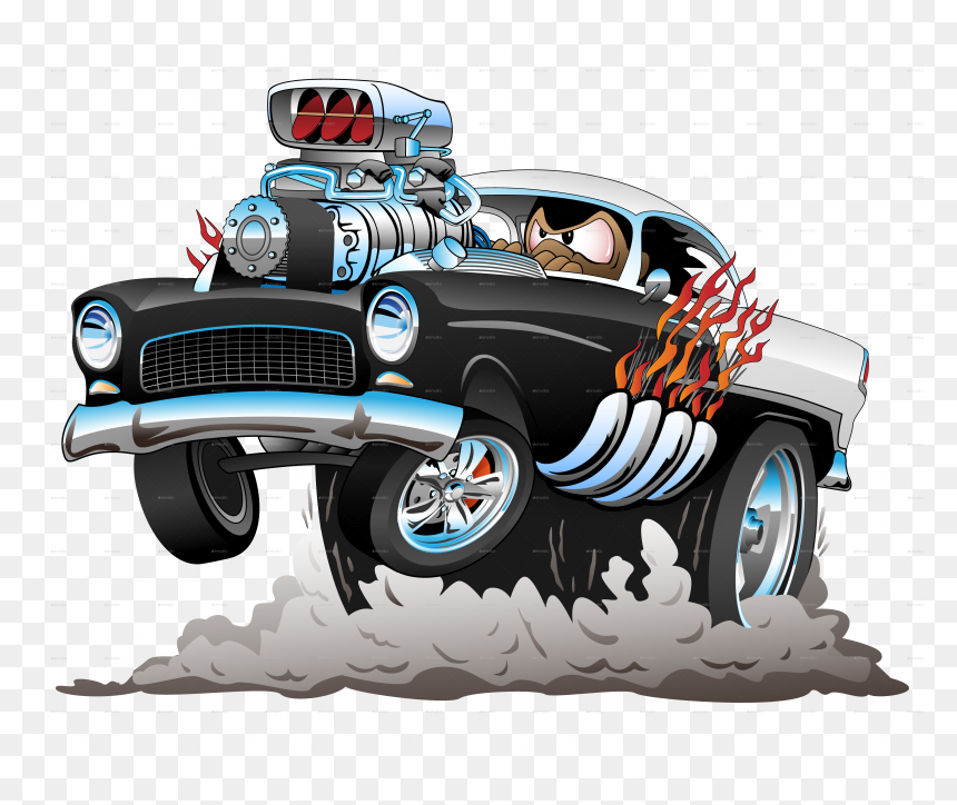 Old Funny Car - Cartoon Hot Rod Car, HD Png Download - car vector png