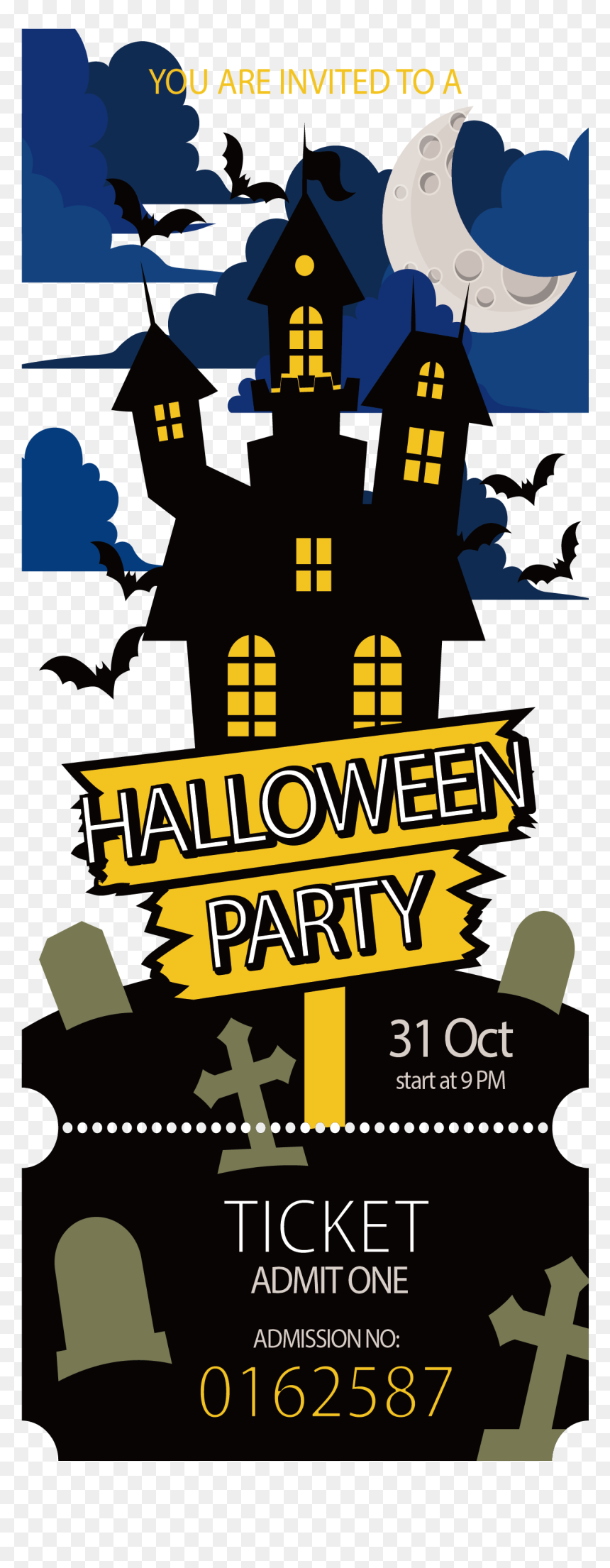 Halloween Party Adobe Illustrator - Ticket, HD Png Download - halloween party png