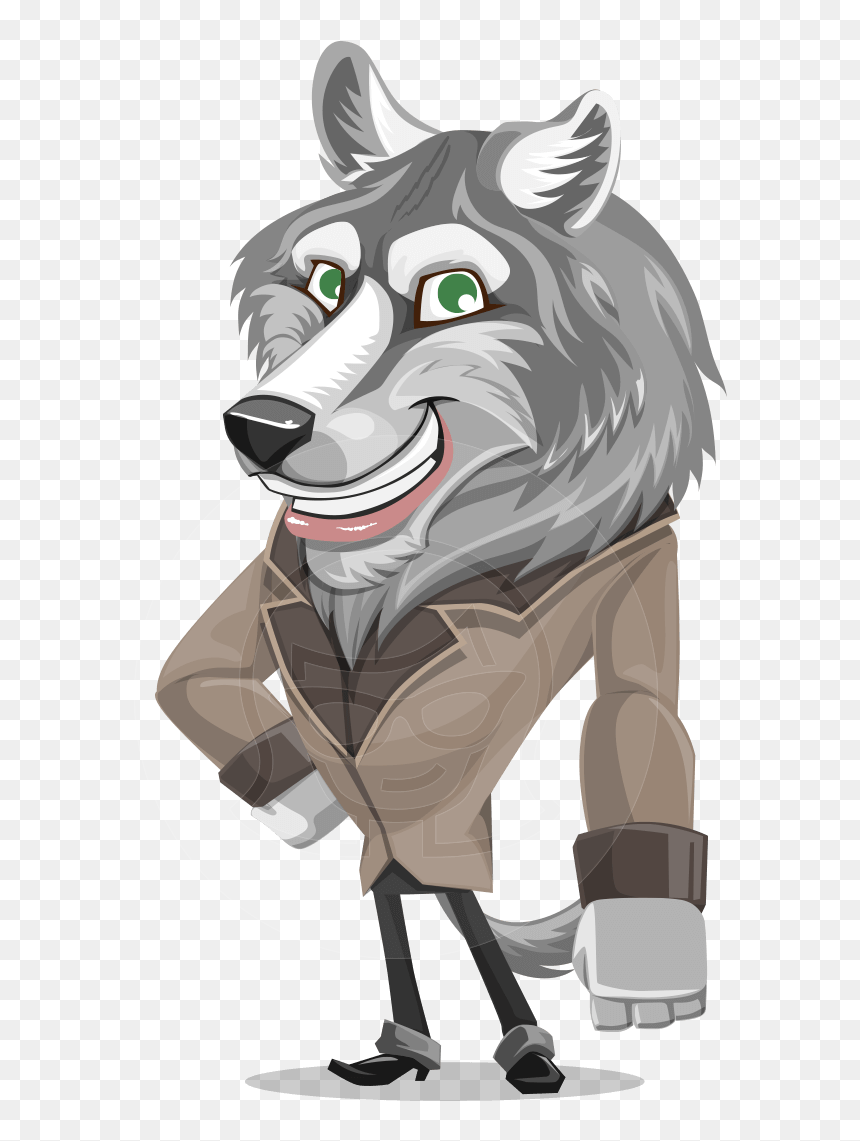 Wolf Cartoon Character In Business Clothes - Wolf In Clothes, HD Png Download - wolf cartoon png