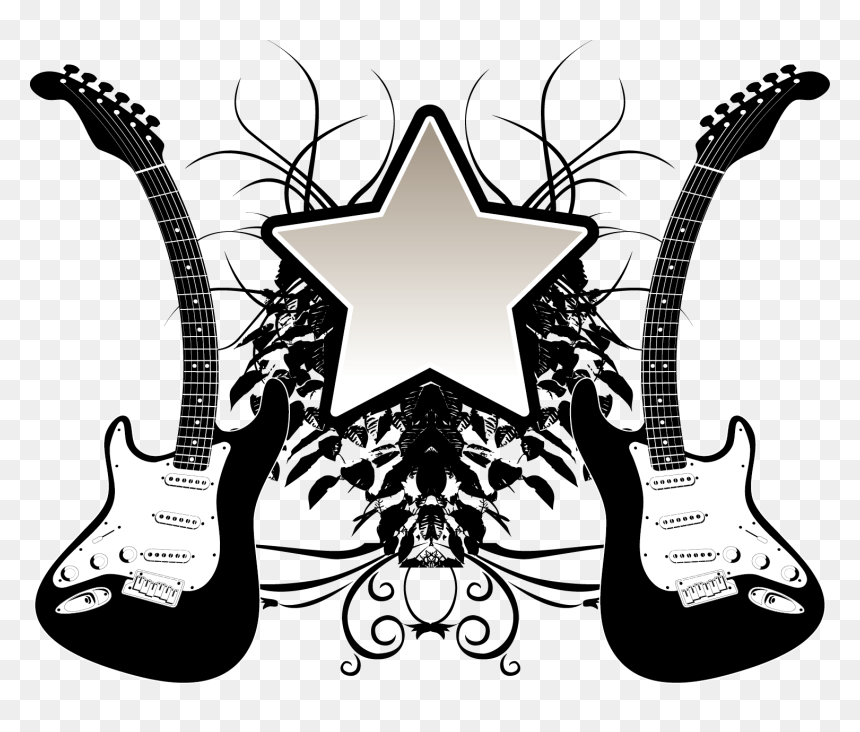 Star Material Guitar Vector Five-pointed Deformation - Guitar Vector, HD Png Download - guitar vector png