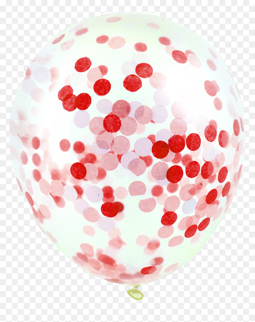 Load Image Into Gallery Viewer, Red Confetti Balloon - Red Confetti Latex Clear Balloons, HD Png Download - red confetti png
