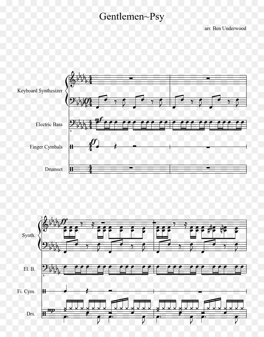 Gentlemen~psy Sheet Music Composed By Arr - Sheet Music, HD Png Download - psy png