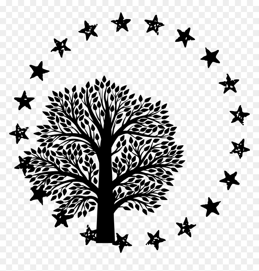 Springtime Tree Png Black And White Free - Ring Of Stars Png, Transparent Png - old tree png