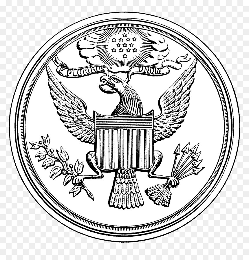 Great Seal Of The United States Black, HD Png Download - us army seal png