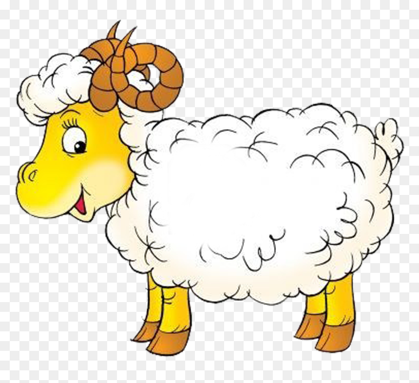 Sheep With Curly Horn Clip Art, HD Png Download - baby goat png