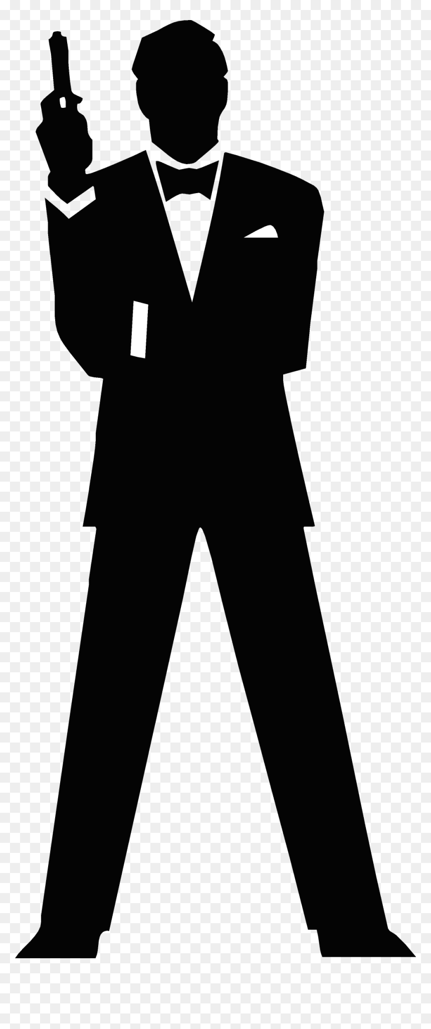 James Bond Silhouette, HD Png Download - play button png black