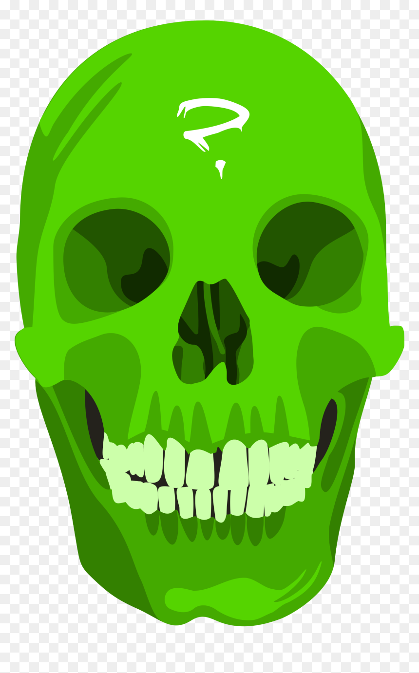 Green Skull Clipart, HD Png Download - evil skull and crossbones png