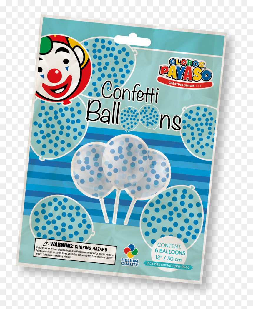 Clear Balloons With Blue Confetti Pack Of - Globos Payaso, HD Png Download - blue confetti png