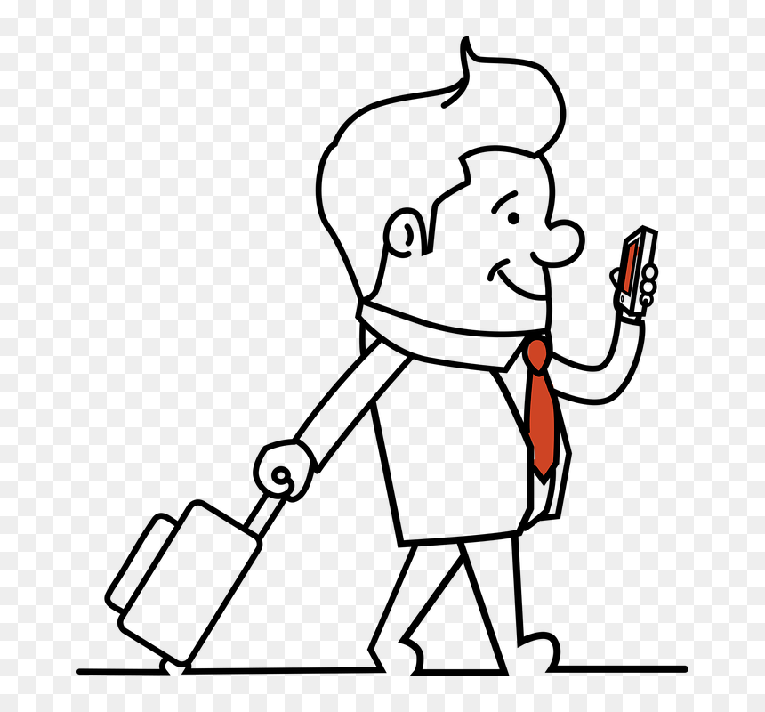 Person With Luggage Drawing, HD Png Download - confused person png