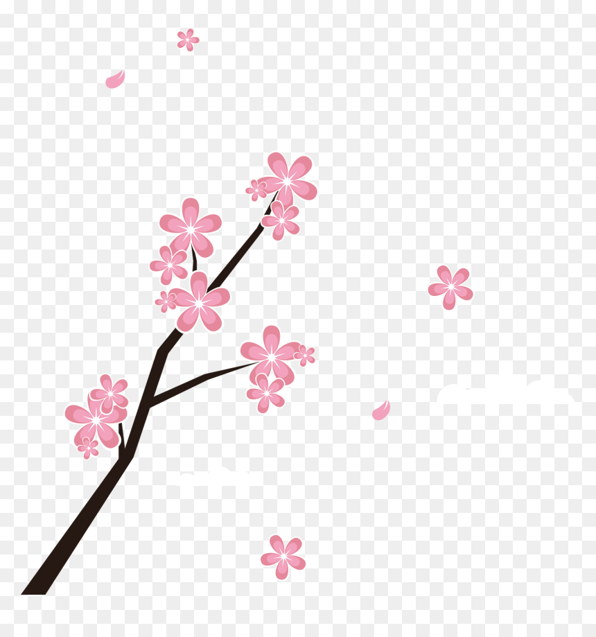 Japan Blossom Branches And Petals Transprent Png - Japanese Cherry Blossoms Clipart Png, Transparent Png - falling petals png