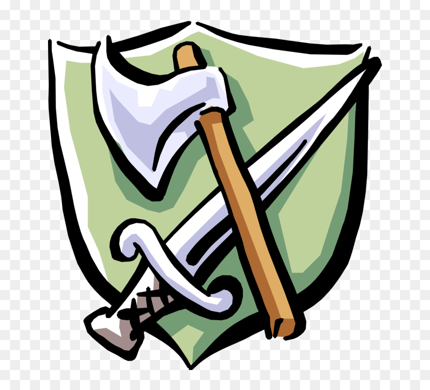 Vector Illustration Of Middle Ages Medieval Axe And - Axe And Sword Transparent, HD Png Download - sword vector png