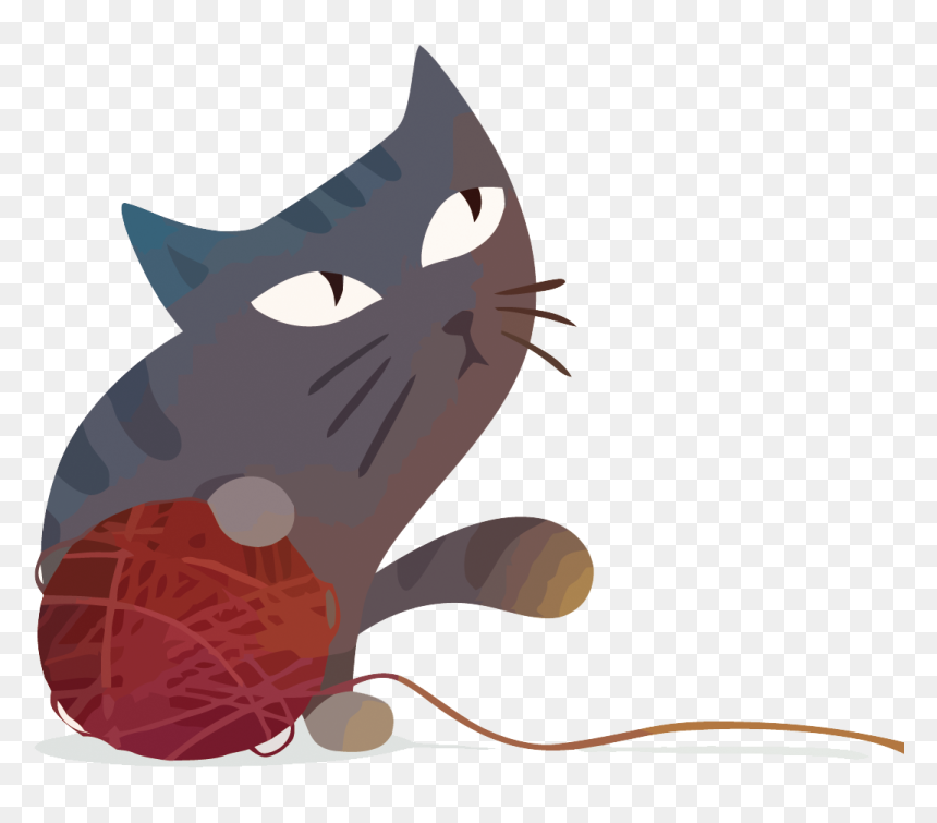 Transparent Yarn Clipart Png - Wool Ball Png, Png Download - cat vector png