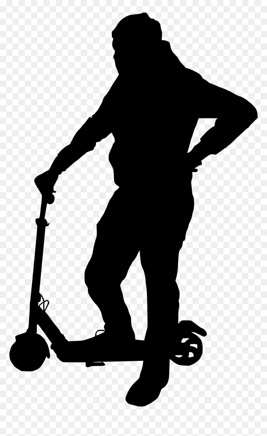Riding Scooter Silhouette Png, Transparent Png - scooter png