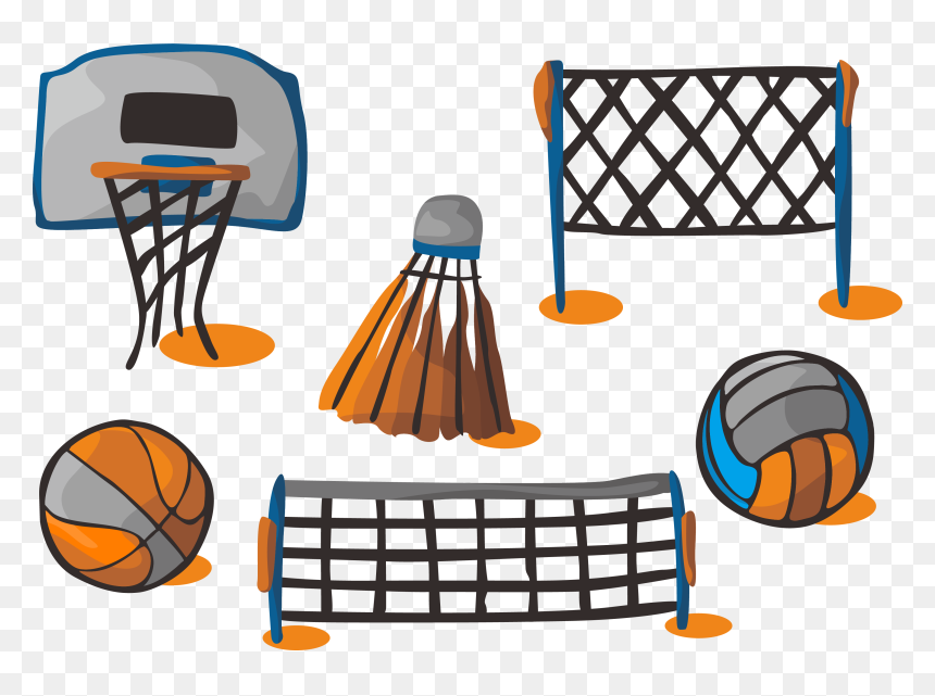 Ball Badminton Clip Art - Volleyball And Basketball Equipment, HD Png Download - basketball ball png