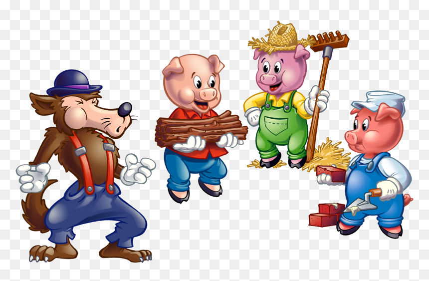 3 Little Pigs Clipart, HD Png Download - wolf cartoon png