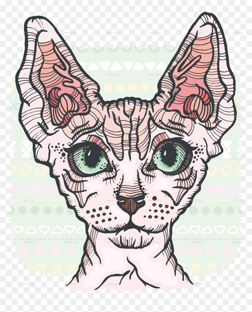 Hairless Cat Coloring Pages, HD Png Download - cat vector png