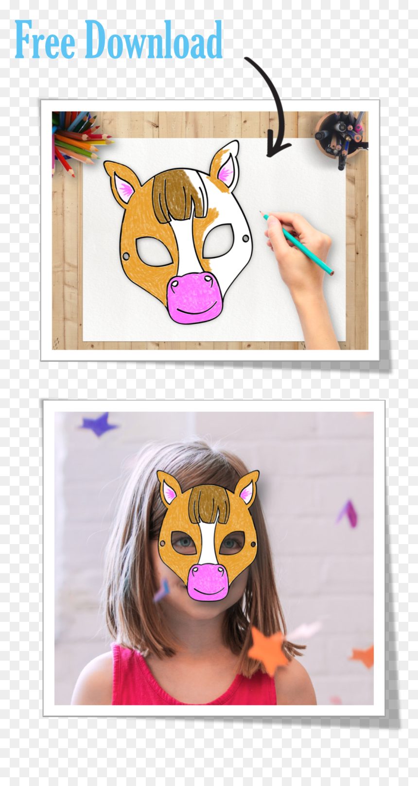 Free Horse Mask Coloring Activity For Your Kids Try - Portable Network Graphics, HD Png Download - horse mask png