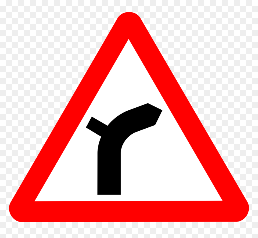 Junction On Bend Ahead Sign, HD Png Download - street signs png