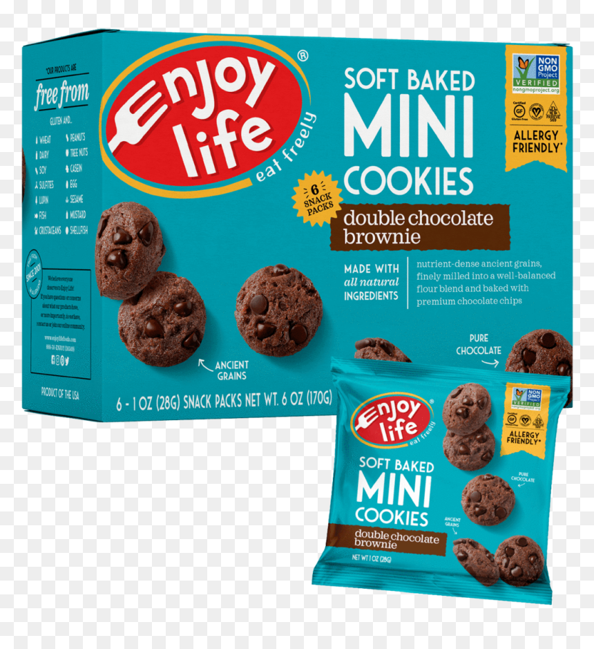 Soft Baked Mini Cookies - Enjoy Life Soft Baked Double Chocolate Brownie, HD Png Download - sweet png