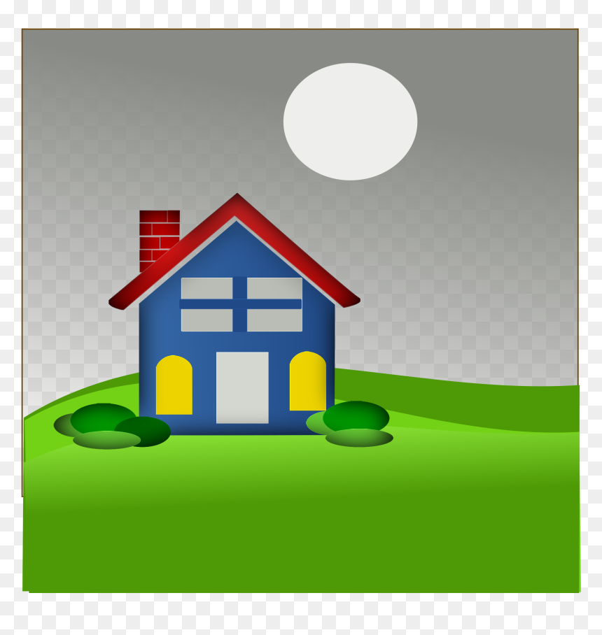 Cool-home Clip Arts - House And Moon Clipart, HD Png Download - grass hill png
