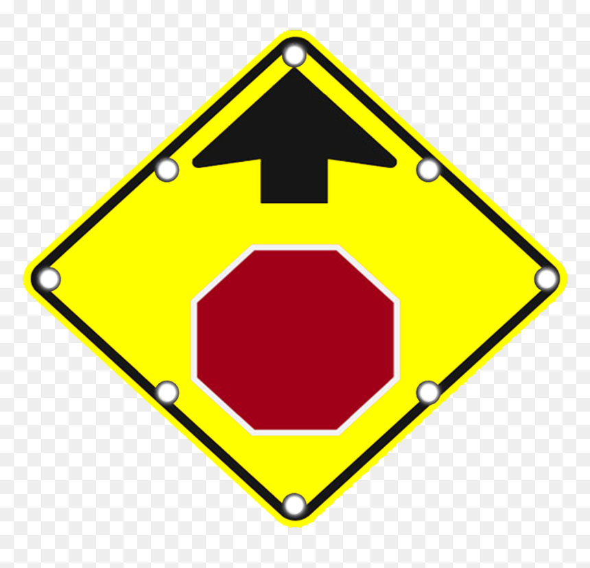 W3-1 Solar Stop Ahead Sign - Stop Sign Ahead Sign, HD Png Download - blank street sign png