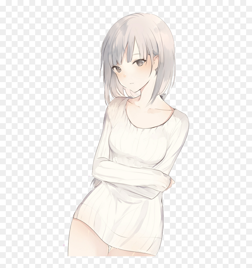 Image Result For Girl Hair Png - Cute Anime Girl With White Hair, Transparent Png - white hair png