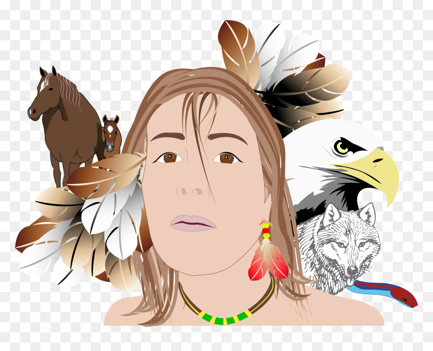 Indian, Girl, Person, Woman, Face, Cheval, Eagle - Bald Eagle Clipart, HD Png Download - woman face png