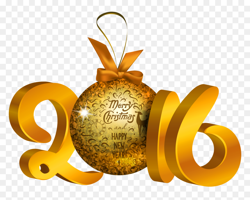 Yellow 2016 Decoration Png Clipart - Illustration, Transparent Png - christmas balls png