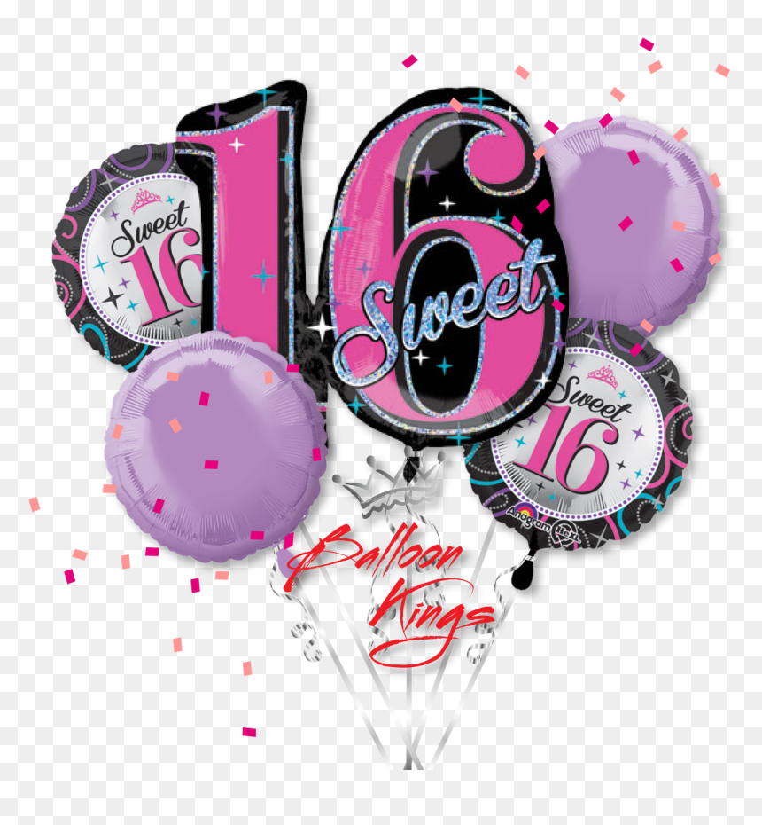 Sweet 16 Bouquet - Sweet 16th Birthday Balloon, HD Png Download - sweet 16 png