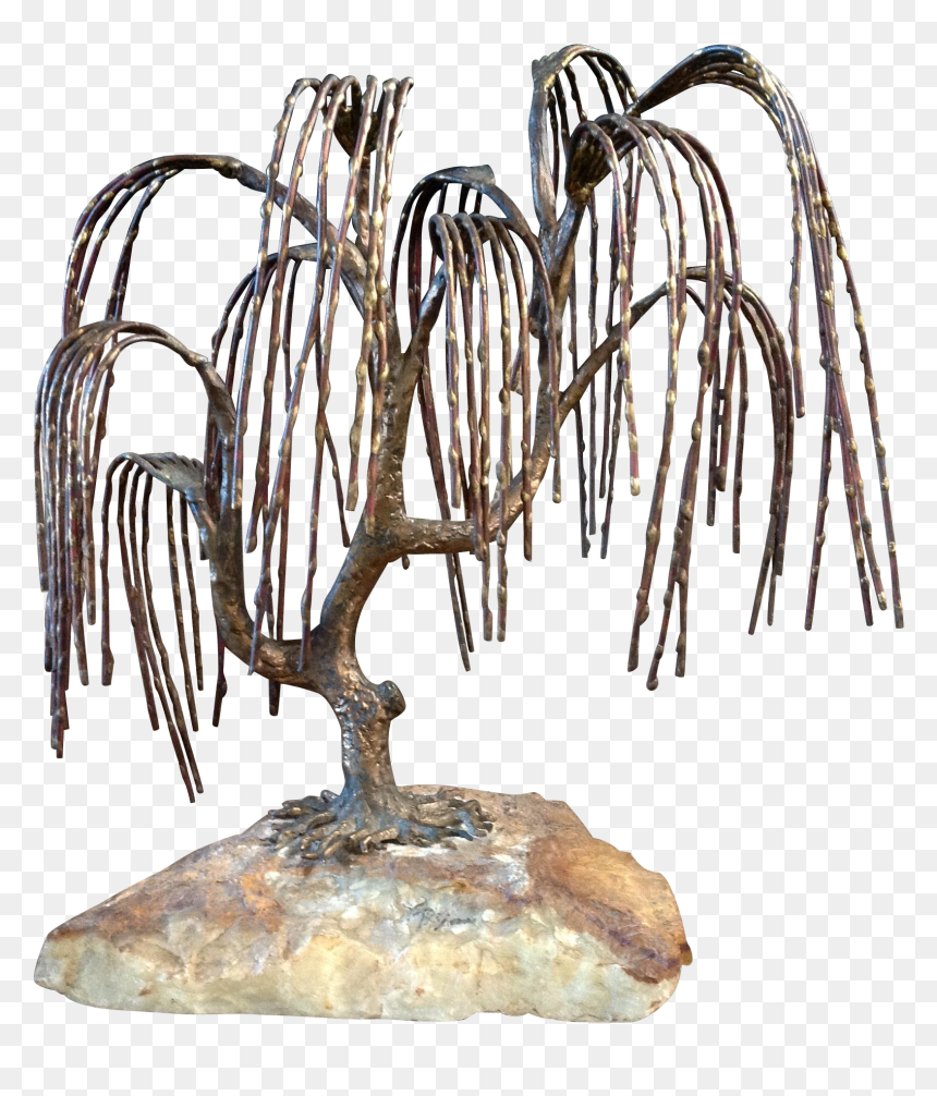 Bijan Bronze Brutalist Sculpture Weeping Willow Tree - Sculpture, HD Png Download - willow tree png