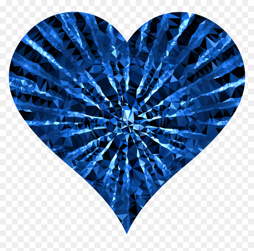 Low Poly Shattered Heart Blue Image Black And White - Royal Blue Blue Heart Clipart, HD Png Download - diamond sparkle png