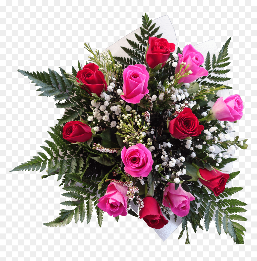 Pink Rose Bouquet - Garden Roses, HD Png Download - bouquet of roses png